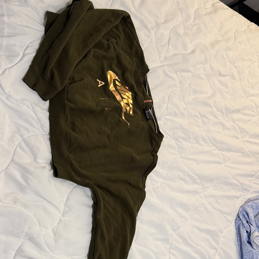 Nike Olive Green Sweatshirt with Metallic Gold Logo